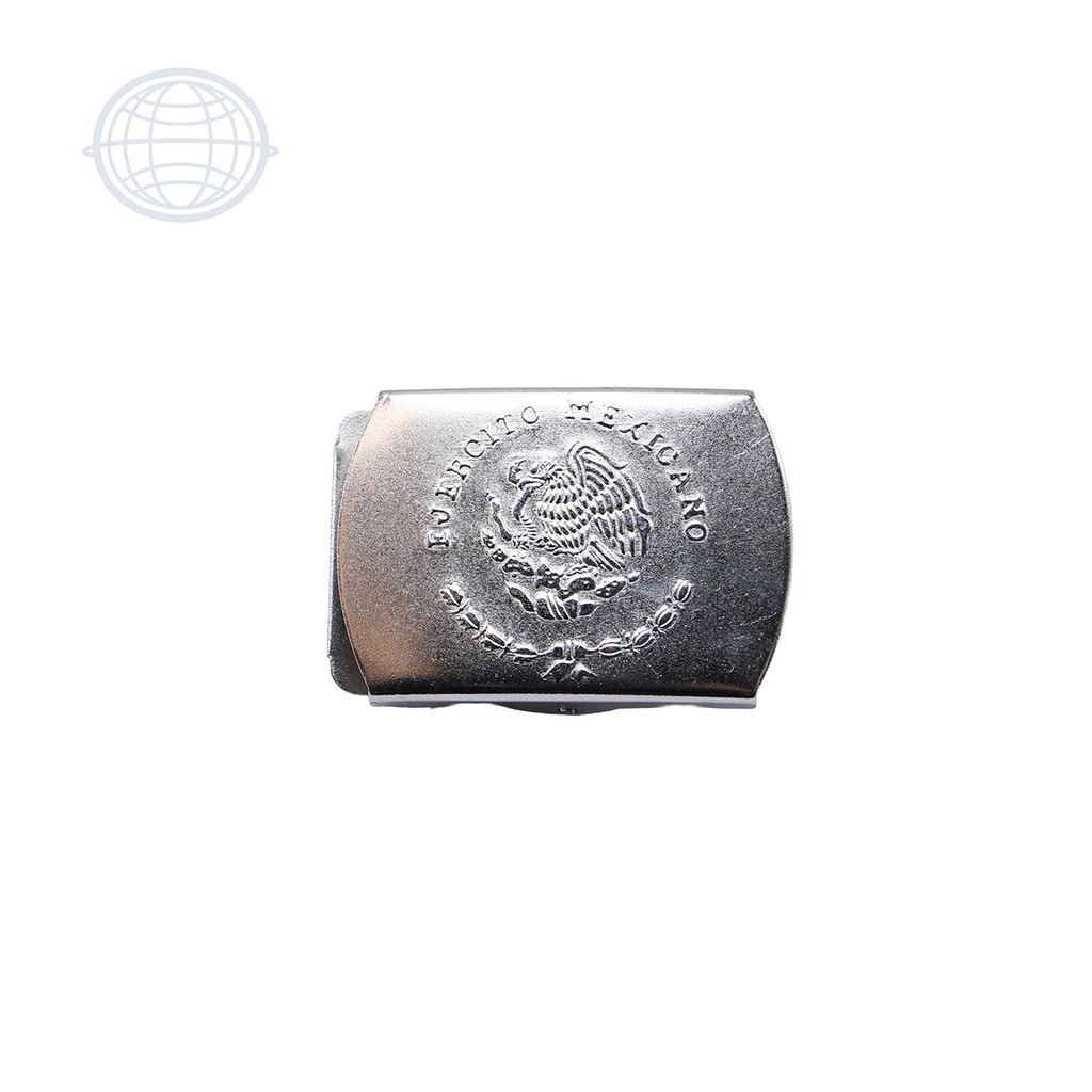 [MILITE32-NI-SM] Hebilla Militar Escudo 32mm con Puntera (Niquel, Sin marca)