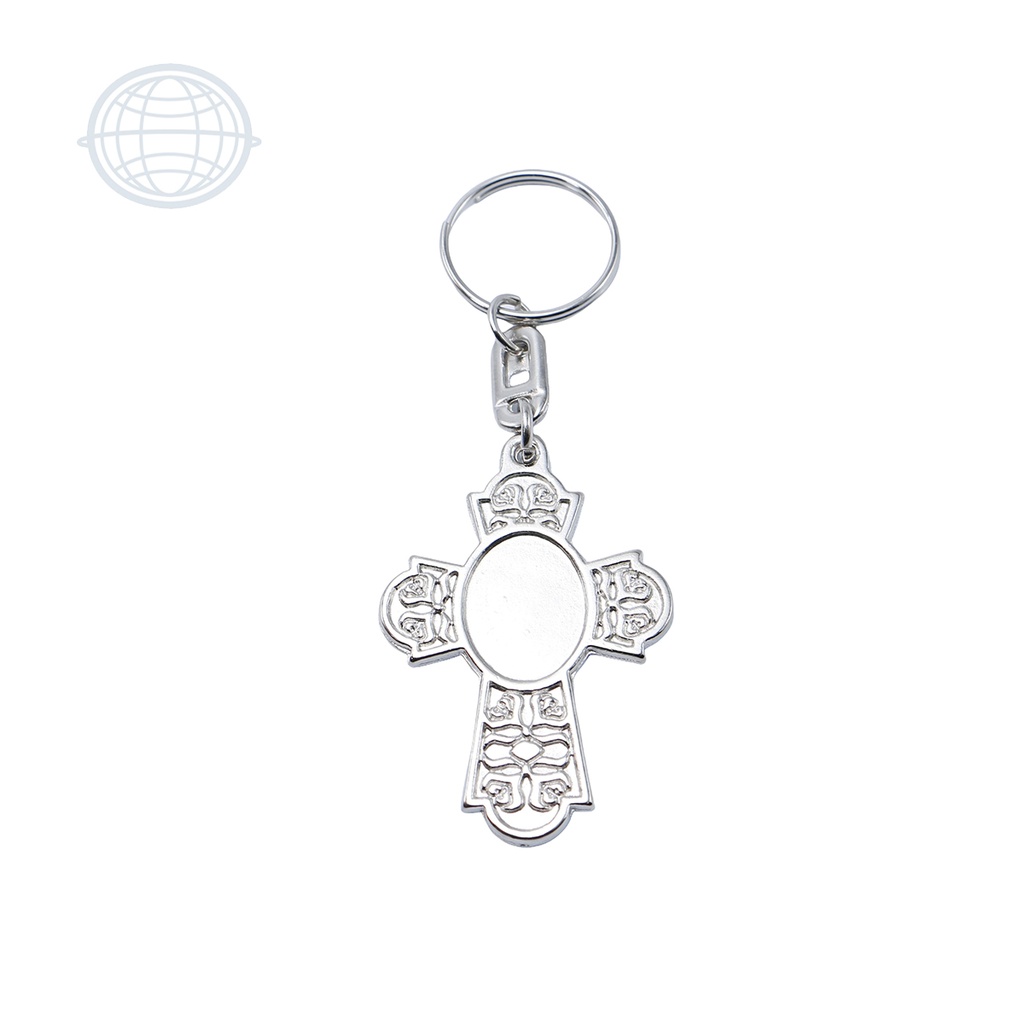 [LL767-NI-SM] Llavero Religioso Cruz Oval