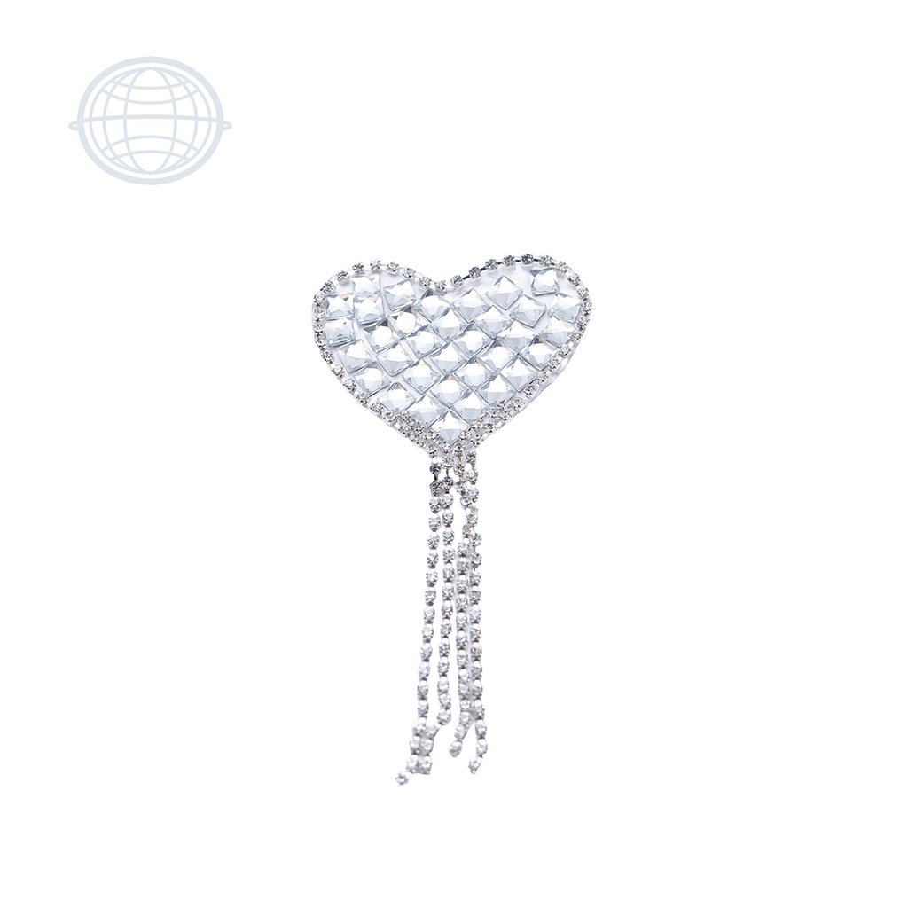 Corazón con Piedra Cuadrada Plata