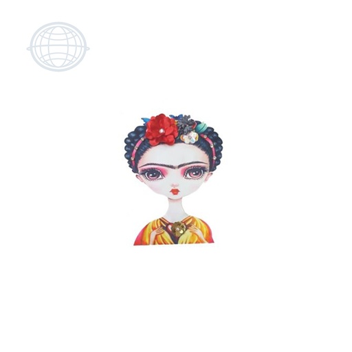 [J319] Frida con Flor Rosa 