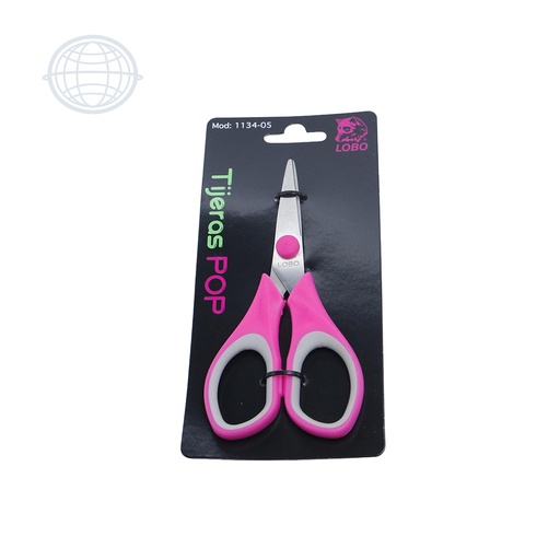 [113405-S-LO] Tijera Escolar/Oficina Mgo Suave Pop 5" Lobo